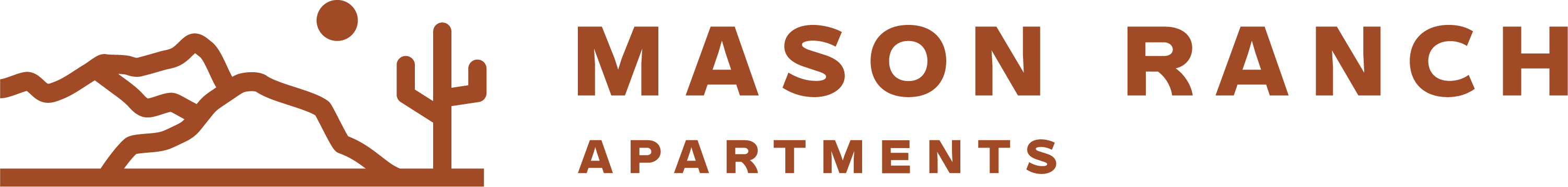 A logo for Mason Ranch Apartments featuring a silhouette of a person riding a horse.